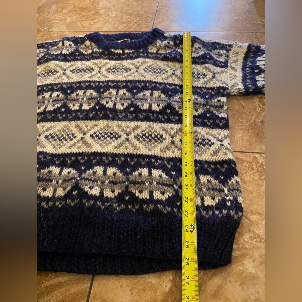 Vintage oversized Yeti Handknit Thick 100% Pure Nepal Wool Aztec sweater Size L - Picture 9 of 11